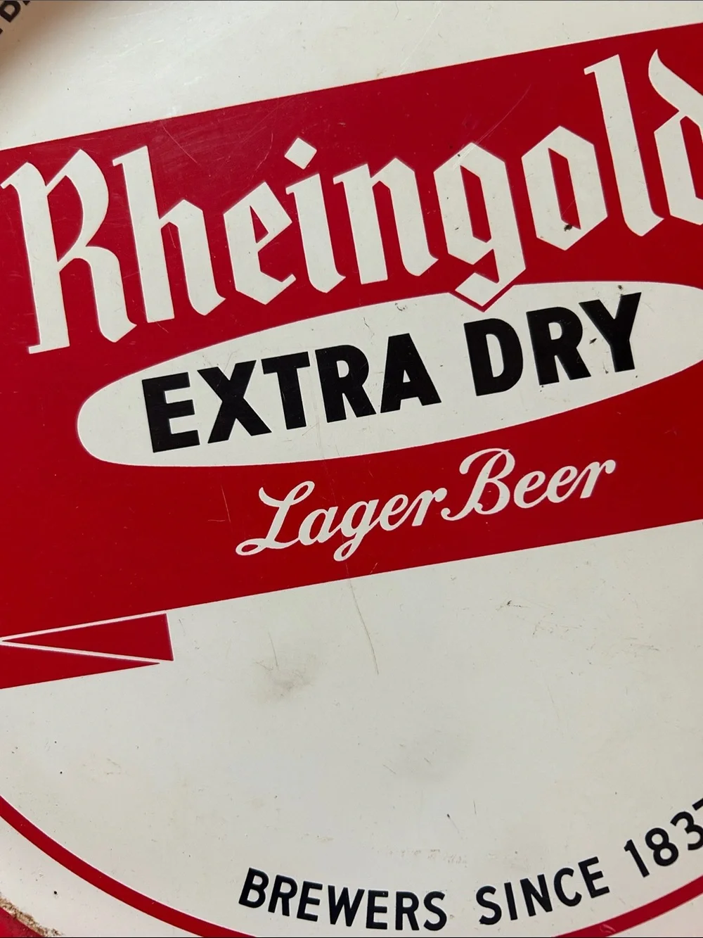 Extra Dry Lager Beer Metal Serving Tray - Red and White